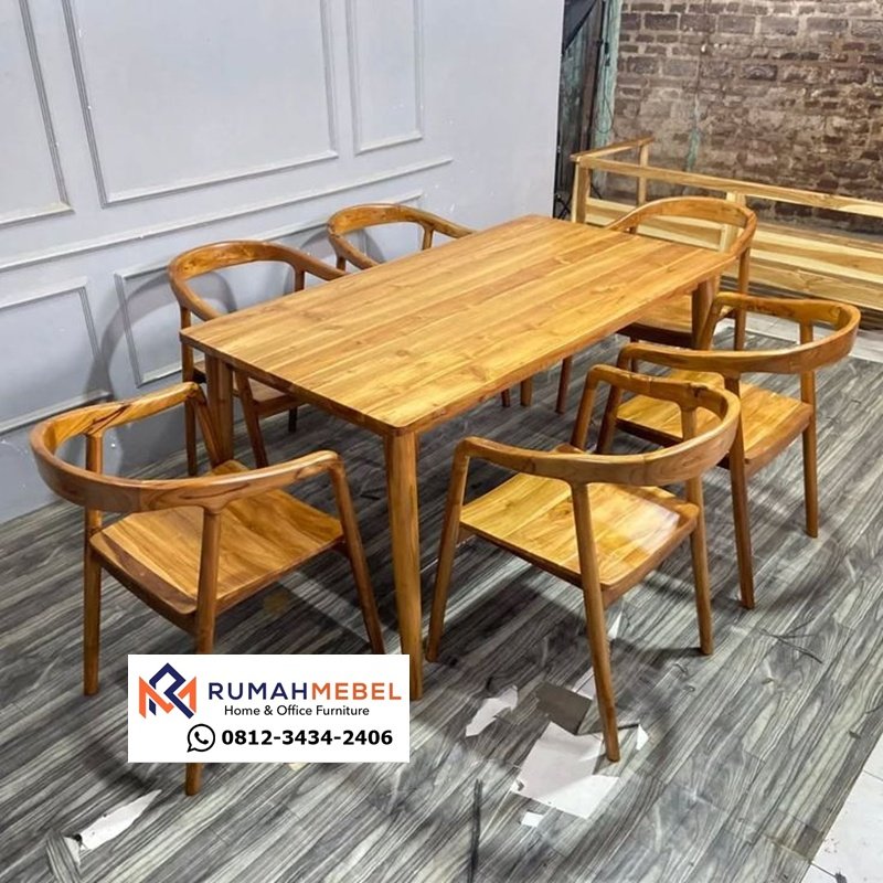 Meja Makan Kayu Jati Klasik Minimalis Jepara