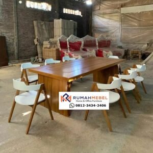 Set Meja Makan Minimalis Full Kayu Jati – Tampilan Natural dan Berkelas