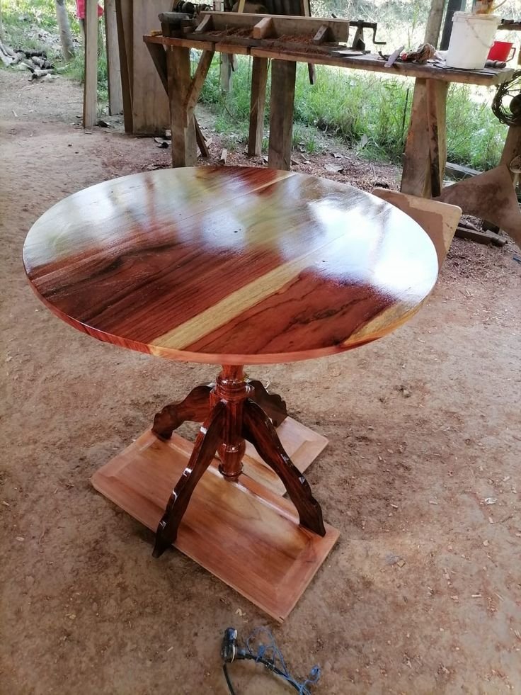 Meja Cafe Kayu Jati Bundar Minimalis