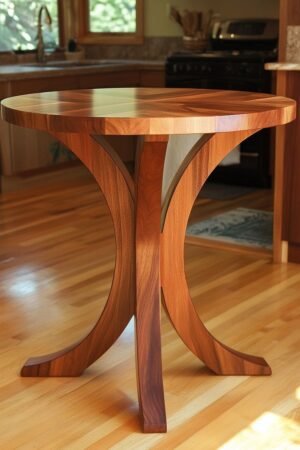 Meja Cafe Bundar Kayu Jati Modern