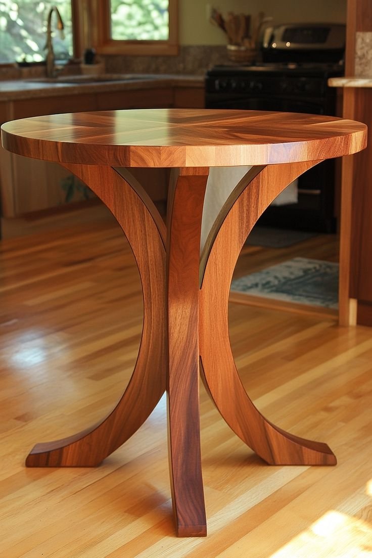 Meja Cafe Bundar Kayu Jati Modern