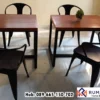 Set Meja dan Kursi Café Minimalis Kayu Jati Kombinasi Besi