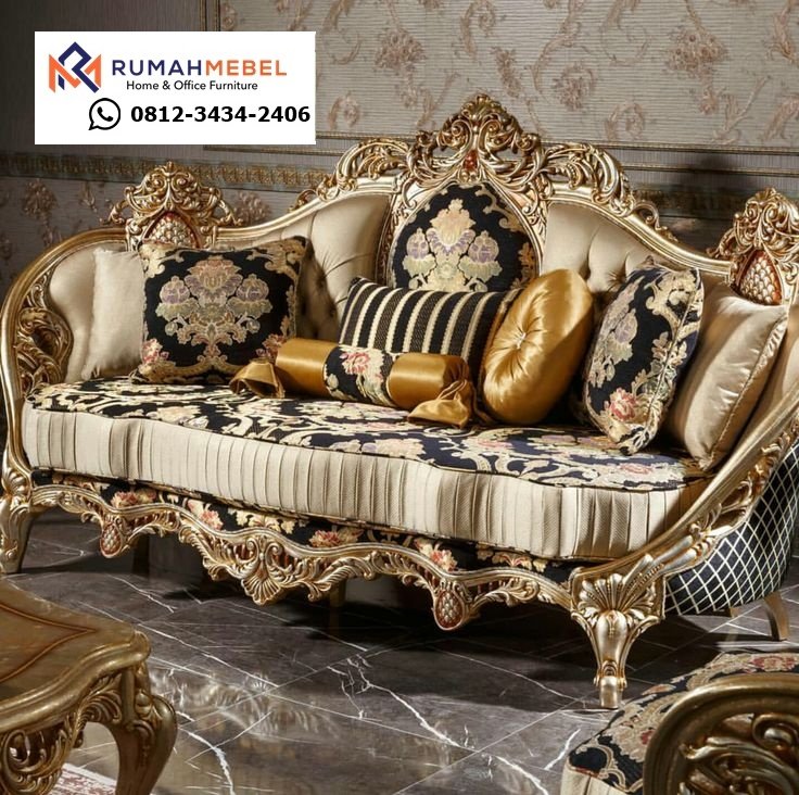Sofa Ruang Tamu Sultan Desain Klasik Eropa Full Ukiran Jepara