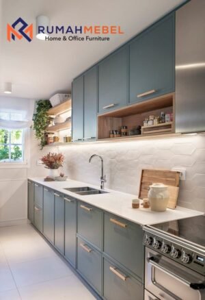 Kitchen Set HPL Minimalis Modern Warna Sage Green | Kabinet Dapur Custom