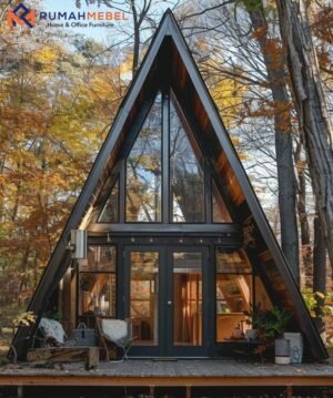 Jual Rumah Segitiga (A-Frame) Modern Industrial dengan Desain Full Kaca Estetik