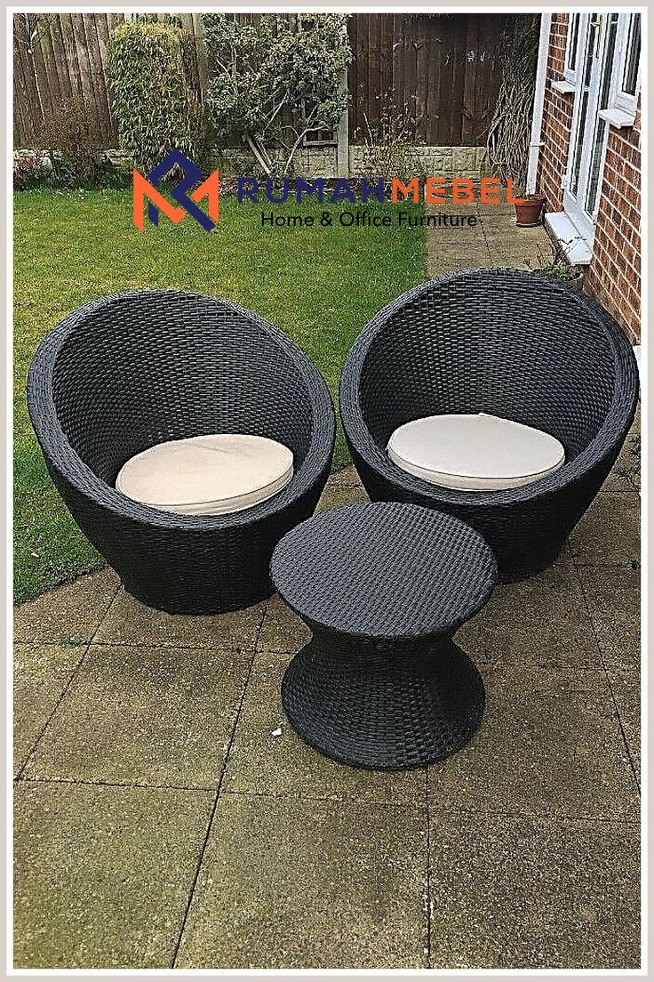 Set Kursi Teras Balon Minimalis 2 Seater Rotan Sintetis Hitam