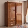 Lemari Pakaian Kayu Jati 3 Pintu Sliding & Swing