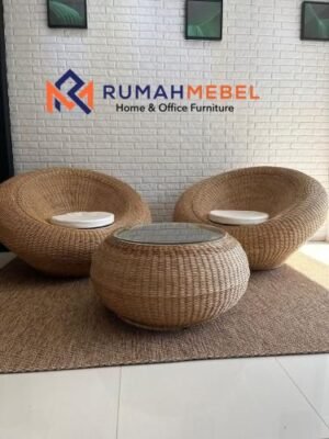 Meja Kursi Rotan Tropis Minimalis | Set Lounge Rotan Indoor Outdoor