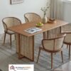Set Dining Table Scandinavian Kayu Solid & Rotan – Gaya Alami yang Timeless