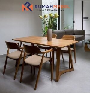 Set Meja Makan Kayu Soid 4 Kursi – Desain Minimalis Modern & Ergonomis