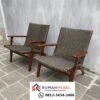 Kursi Santai Jati Anyaman Rotan Sintetis - Armchair Jati Gaya Mid-Century