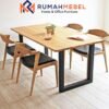 Meja Makan Kayu Minimalis Modern dengan Kaki Besi – Desain Elegan untuk Ruang Makan Stylish