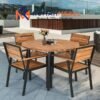 Set Meja Kursi Taman Outdoor Kayu & Besi Minimalis Elegan