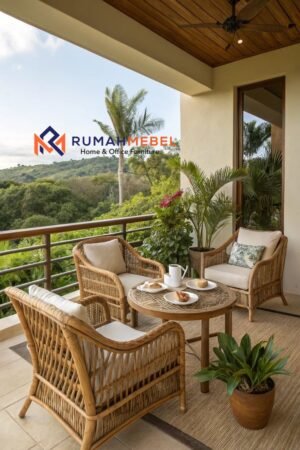 Set Kursi Rotan Alami "Bali Breeze" – Kenyamanan Tropis untuk Lanai dan Teras
