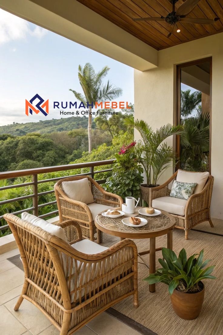 Set Kursi Rotan Alami "Bali Breeze" – Kenyamanan Tropis untuk Lanai dan Teras