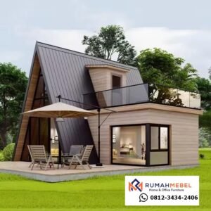Desain Rumah Modular Prefab Modern Kombinasi A-Frame & Box - Ideal untuk Villa atau Resort