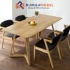 Set Meja Makan Kayu Minimalis Skandinavia 4 Kursi – Desain Modern dengan Kaki Unik