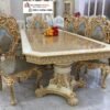 Set Meja Makan Ukiran Mewah Klasik Gold Duco - Ciptakan Nuansa Kerajaan di Ruang Makan Anda
