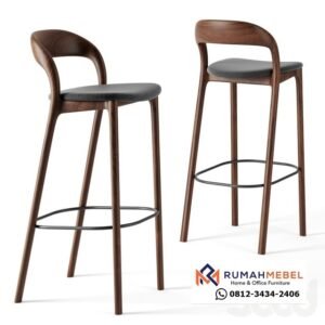 Kursi Bar Kayu Minimalis Modern Scandinavian - Sandaran Melengkung Estetik dan Nyaman