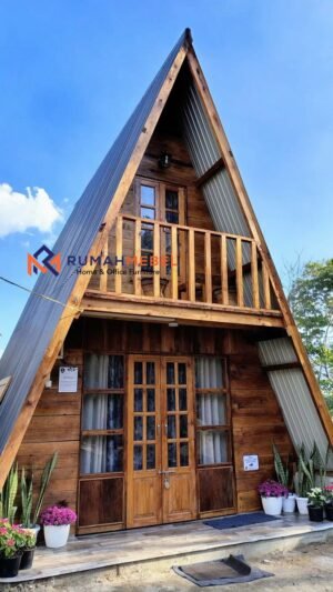 Rumah A-Frame Kayu Estetik untuk Villa & Cottage