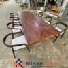 Set Meja Makan Kayu Trembesi Live Edge 8 Kursi Mewah 