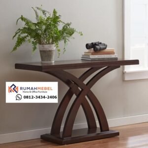 Meja Konsol Dekoratif Desain Silang – Furniture Estetik dari Kayu Jati Asli