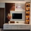 Backdrop TV Panel Marmer Mewah & Credenza Minimalis