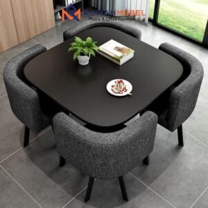 Set Meja Makan Minimalis 4 Kursi - Desain Modern & Hemat Ruang