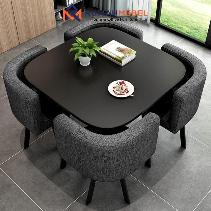 Set Meja Makan Minimalis 4 Kursi - Desain Modern & Hemat Ruang