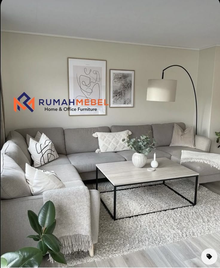 Set Sofa Sectional 'L' Minimalis & Meja Minimalis Modern Japandi