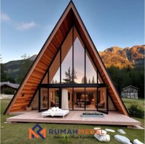 Villa Segitiga Full Kaca Modern: Desain Prefab Panorama
