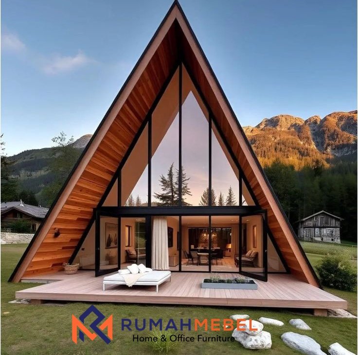 Villa Segitiga Full Kaca Modern: Desain Prefab Panorama