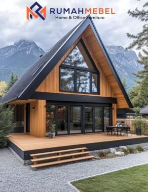 Rumah Segitiga Kayu Jati Modern untuk Retreat Keluarga