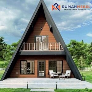 Rumah Segitiga Dua Tingkat Vertikal: Desain Ikonik dengan Balkon