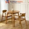 Set Meja Cafe Bundar 2 Seater Kayu Jati Minimalis