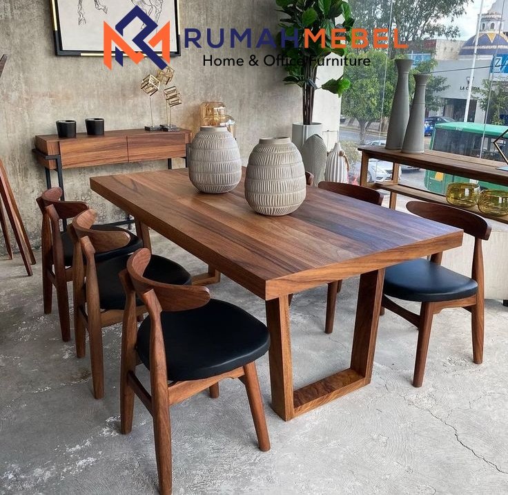 Meja Makan Kayu Solid Modern Minimalis Set Kursi Scandinavian