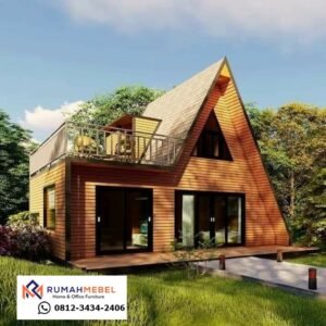 Rumah Kayu Modern A-Frame 2 Lantai Eksklusif - Desain Mewah dengan Rooftop