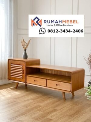 Bufet TV Kayu Jati Minimalis Retro: Meja TV Mid-Century Modern