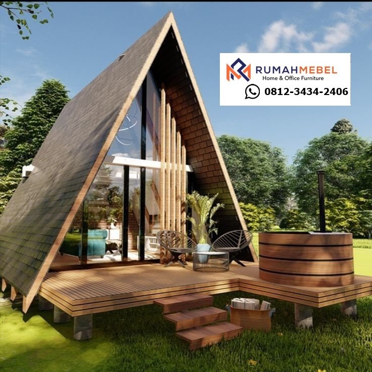 Rumah Kayu A-Frame Natural | Hunian Estetik Bergaya Kabin Modern untuk Villa & Glamping