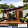 Jual Tiny House Premium dengan Fasad Kayu Hangat & Dek Luas | Desain Skillion Roof Estetik.