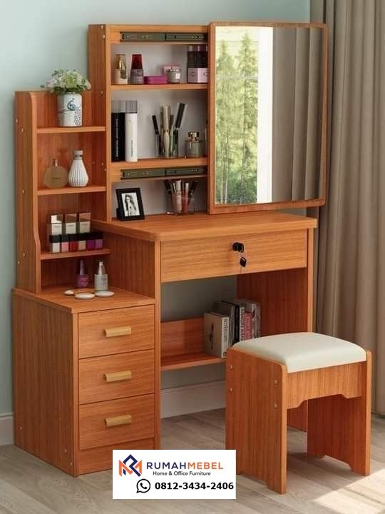 Meja Rias Fungsional - Kunci Otomatis dan Cermin Geser, Tingkatkan Estetika Kamar Anda