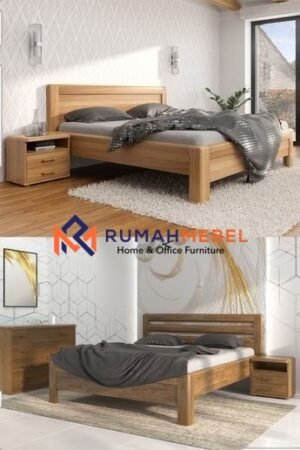 Tempat Tidur Kayu Jati Minimalis Modern – Set Kamar Tidur Elegan