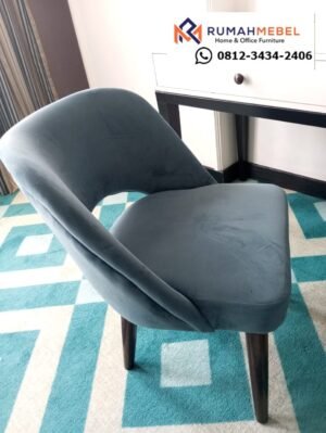 Kursi Aksen Mewah Kontemporer - Kursi Kerja/Makan Velvet Biru Elegan