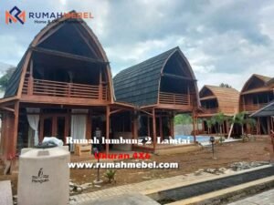 Rumah Lumbung 2 Lantai Material Kayu Jati