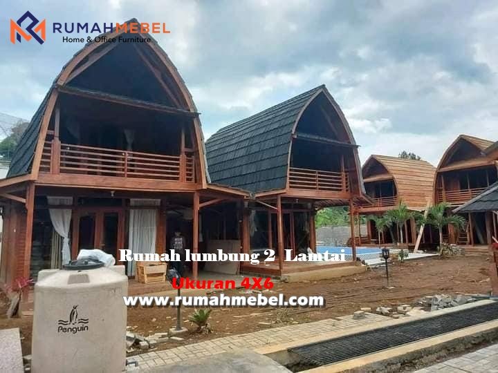 Rumah Lumbung 2 Lantai Material Kayu Jati