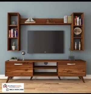 Bufet TV Kayu Jati Minimalis Modern – Rak Dinding Multifungsi Elegan dari Rumah Mebel