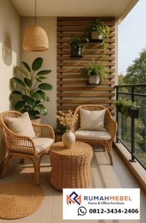 Set Kursi Teras Rotan Sintetis Modern – Desain Minimalis Nyaman untuk Ruang Santai dan Balkon Rumah