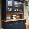 Lemari Buffet Klasik Hutch Hitam (Navy) dan Kayu Jati - Elegansi Abadi