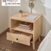 Nakas Kayu Solid Minimalis Skandinavia - Meja Samping Tempat Tidur Estetik