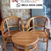 Set Kursi Tamu Teras Minimalis Modern Model Melengkung - Sentuhan Elegan Kayu Jati